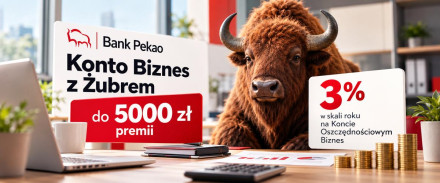 Konto Biznes z Żubrem: do 5000 zł premii i 3% na oszczędnościach